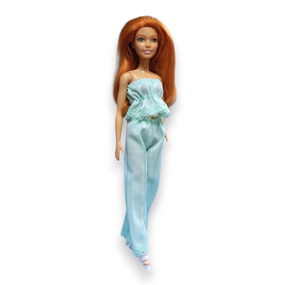 NOU! Set de pantaloni ușori de vară cu motive de fistic � rochie pentru păpuși de tip Barbie (a094pt) -  - Artynos.ro