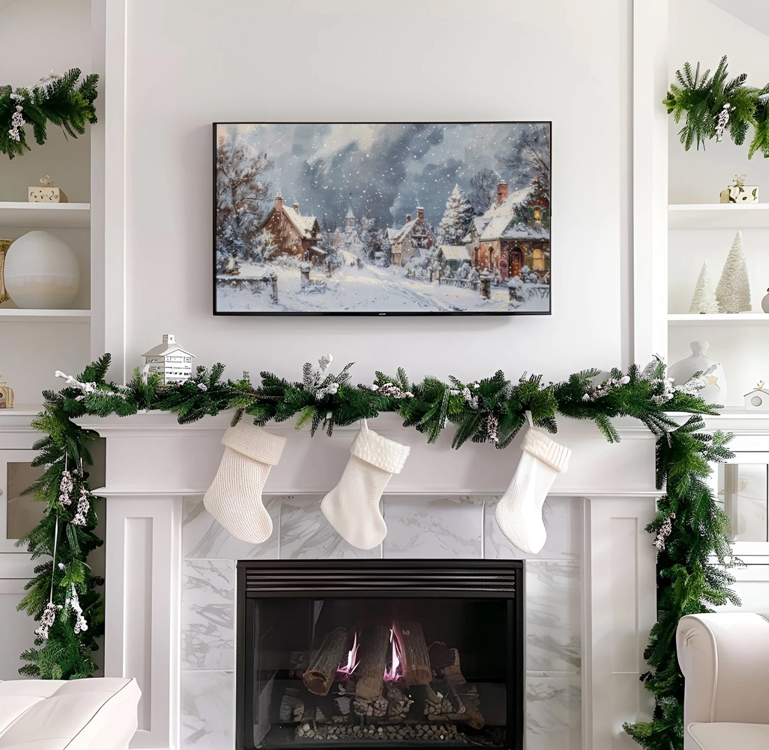 Pictură de iarnă, decorațiuni de Crăciun, Samsung The Frame TV imagine, digital - - Artynos.ro Pictură de iarnă, decorațiuni de Crăciun, Samsung The Frame TV imagine, digital - - Artynos.ro