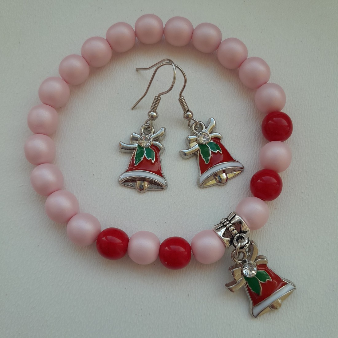 Bijuterii cu clopoței de Crăciun - brățară, cercei -  - Artynos.ro