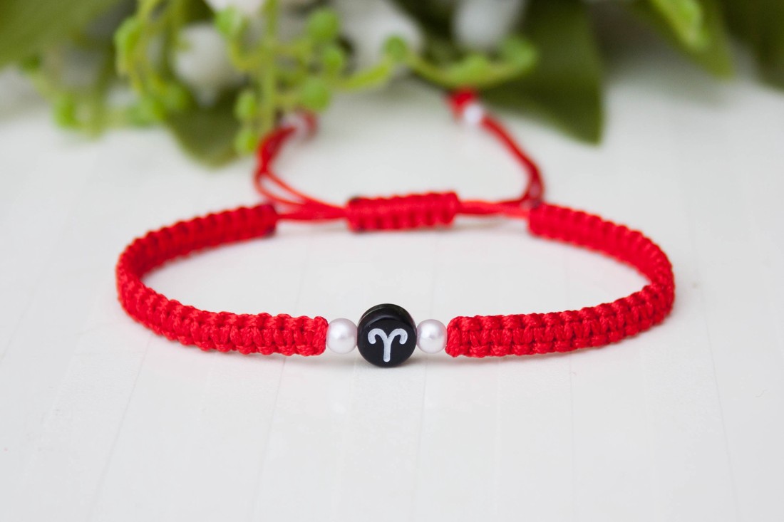 Brățară macramé împletită - Berbec cu stea - bijuterii - brățări - brățară împletită, brățară din fire - Artynos.ro