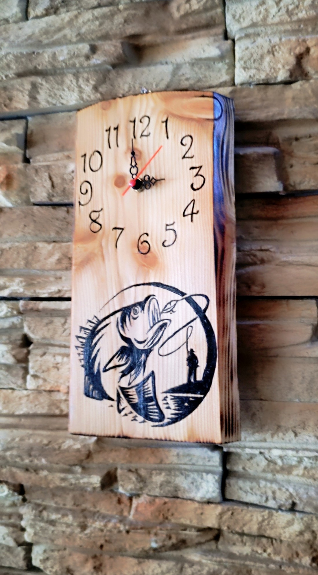 Ceas de perete din lemn pentru pescari  - casă & stil de viață - decorațiuni de casă - decorațiuni de pereți - ceasuri de perete - Artynos.ro