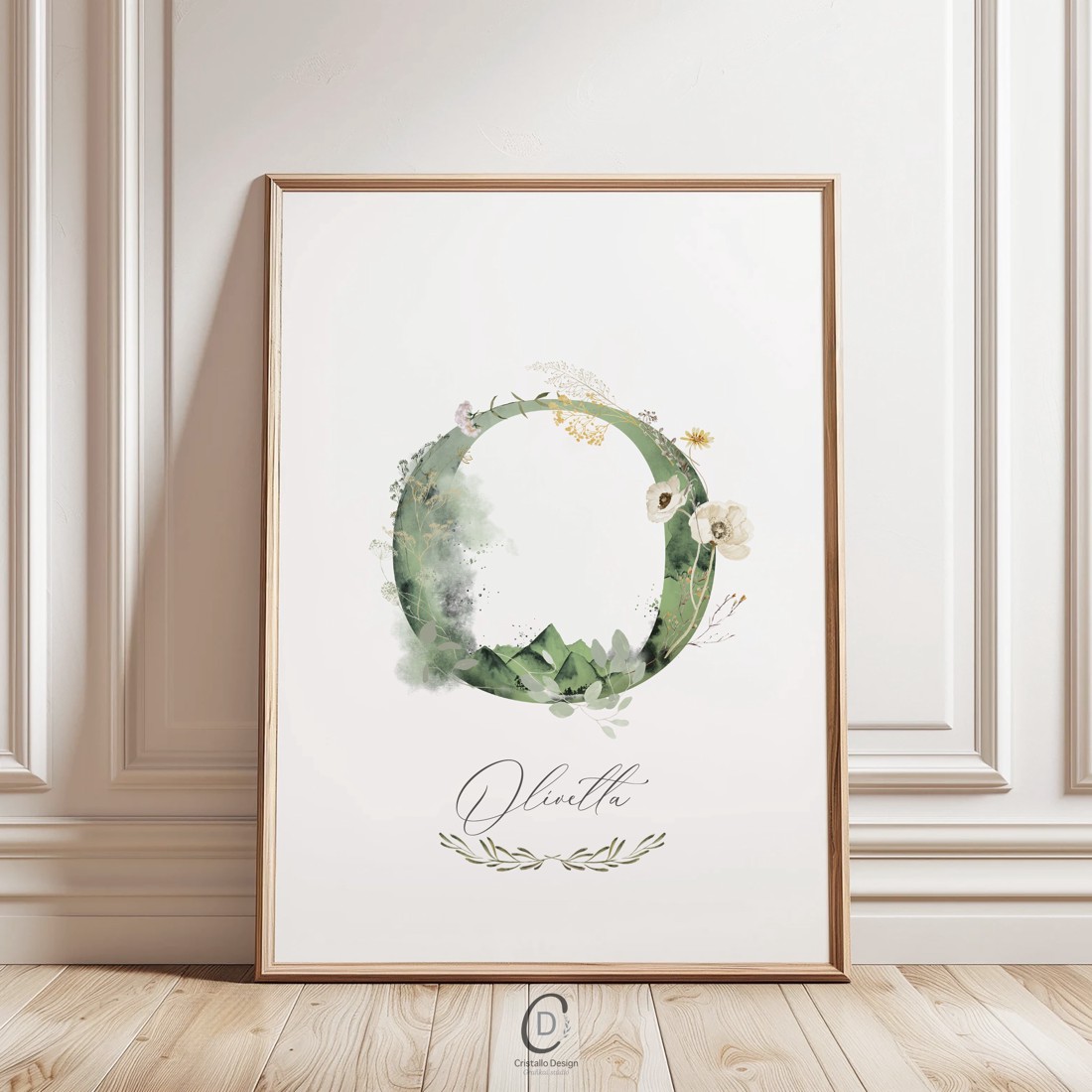 Scrisoare O, monogramă, imagine zi nume, decorare, decor de perete verdeață, personalizat -  - Artynos.ro