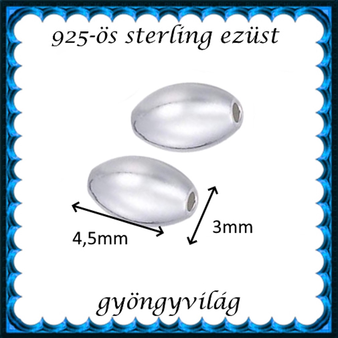 Brățară de bijuterii din argint 925: intermediar / perlă / ornament EKÖ 27-3 3x4,5 - - Artynos.ro Brățară de bijuterii din argint 925: intermediar / perlă / ornament EKÖ 27-3 3x4,5 - - Artynos.ro
