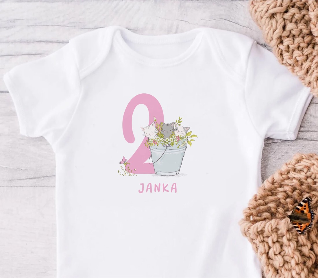 Birthday kitten baby bodysuit, fustă tutu tulle și set bentiță -  - Artynos.ro