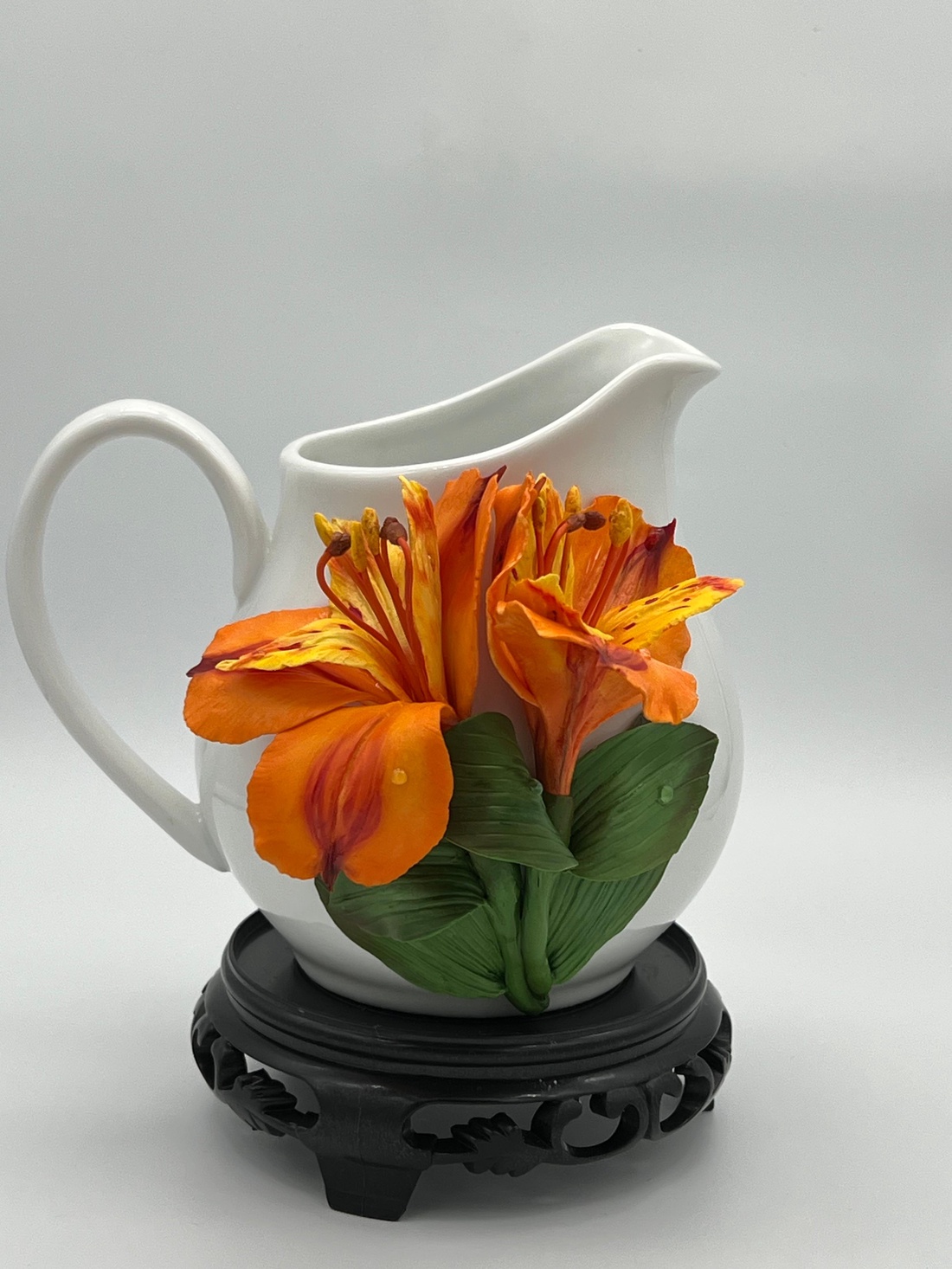  Cana cu flori de Alstroemeria din lut polimeric - casă & stil de viață - accesorii pentru decorat casa - suport de flori - vaze - Artynos.ro