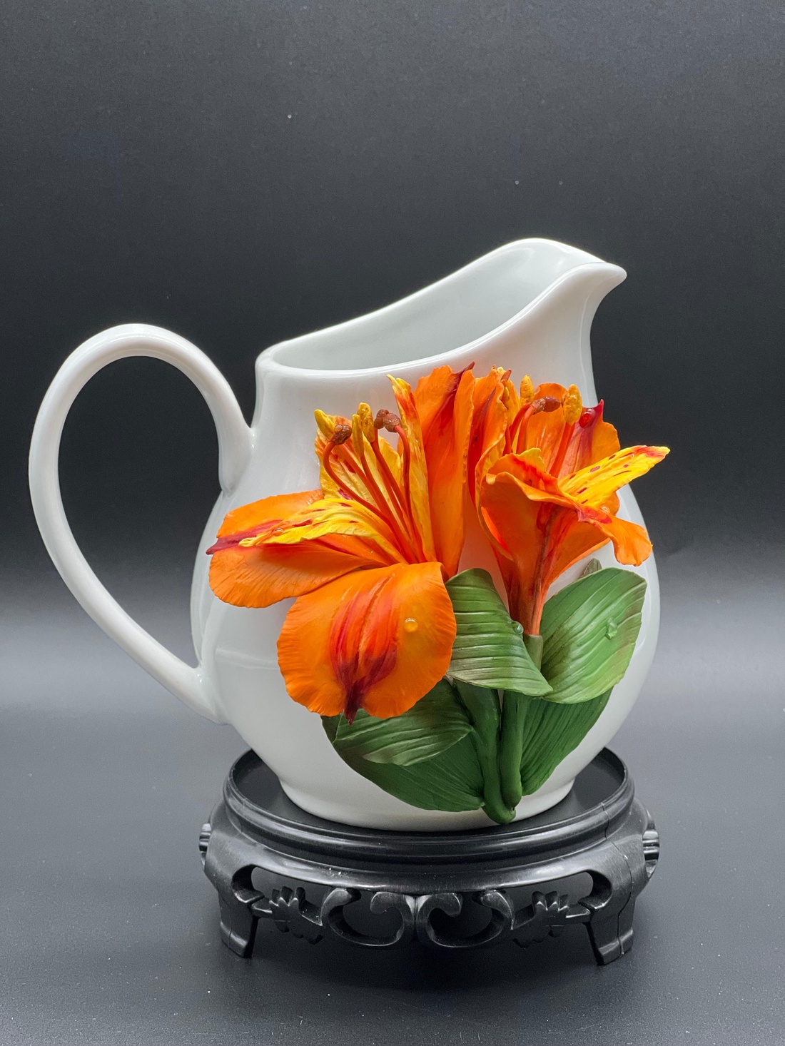  Cana cu flori de Alstroemeria din lut polimeric - casă & stil de viață - accesorii pentru decorat casa - suport de flori - vaze - Artynos.ro