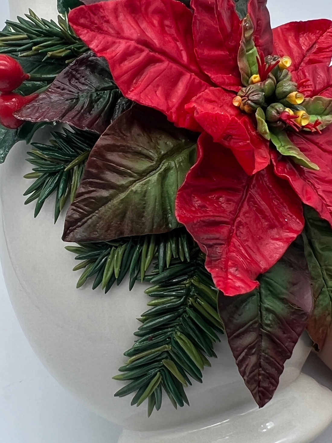 Vază ceramică decorată manual cu Poinsettia - casă & stil de viață - decorațiuni de casă - accesorii florale - vaze - Artynos.ro