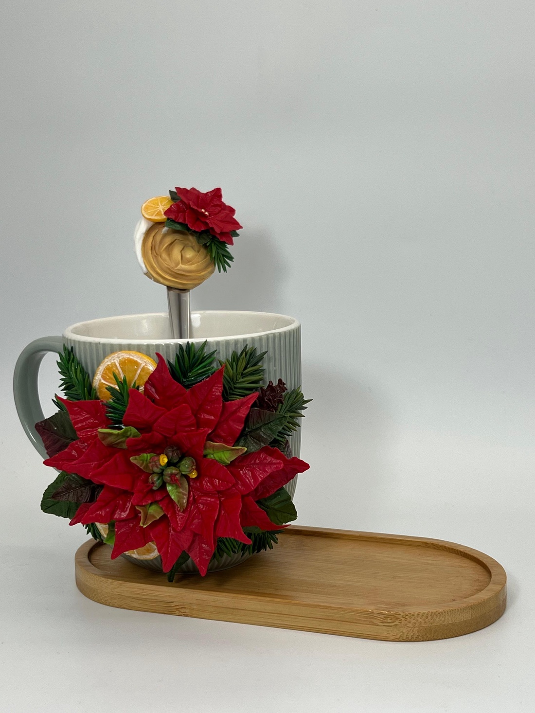 Cana cu Poinsettia din lut polimeric - casă & stil de viață - accesorii pentru echipamente de bucătărie - accesorii de servire - căni - Artynos.ro