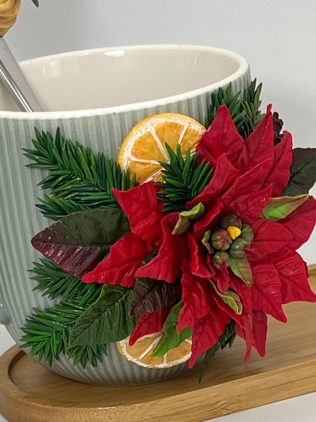 Cana cu Poinsettia din lut polimeric - casă & stil de viață - accesorii pentru echipamente de bucătărie - accesorii de servire - căni - Artynos.ro