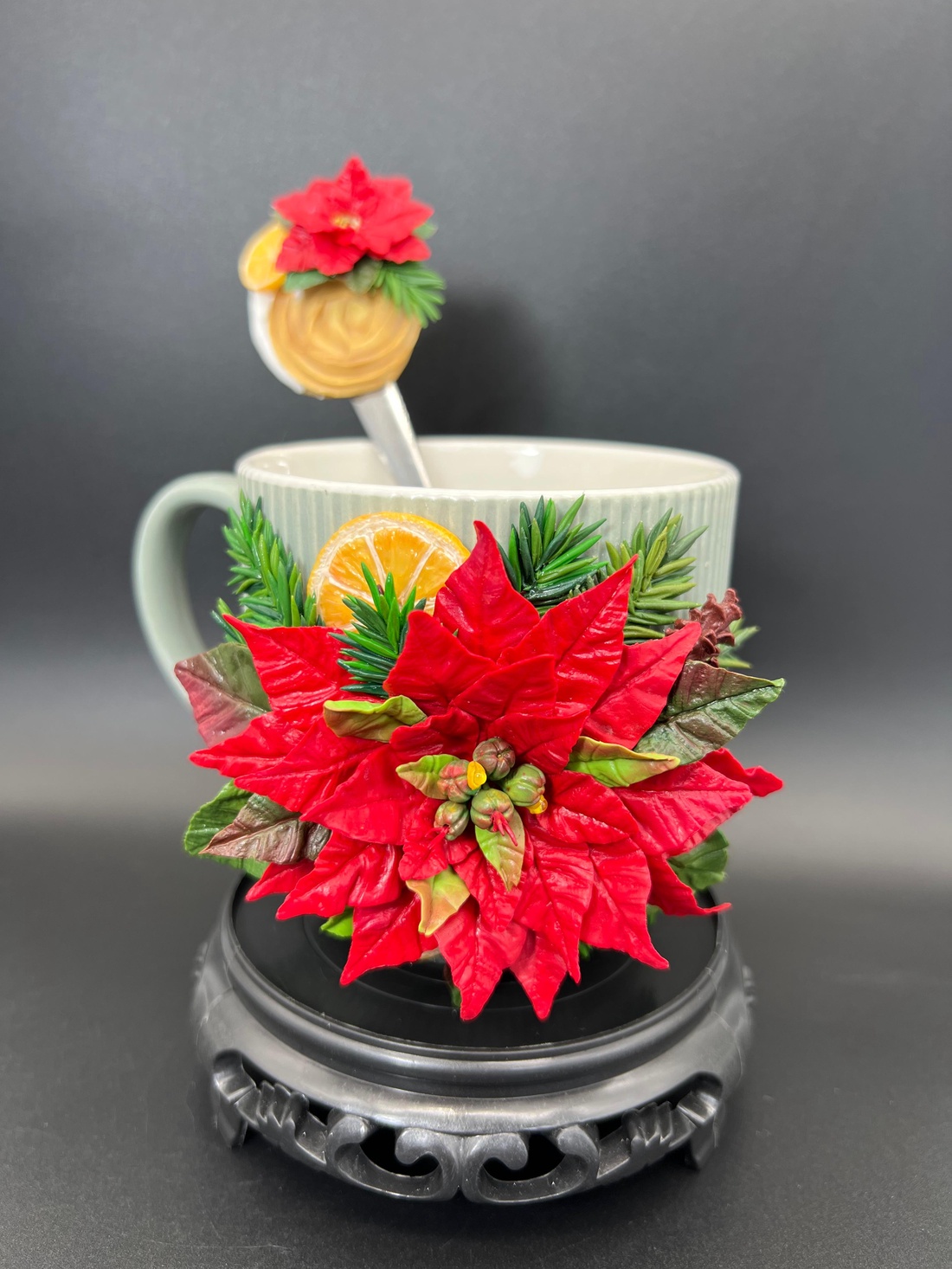 Cana cu Poinsettia din lut polimeric - casă & stil de viață - accesorii pentru echipamente de bucătărie - accesorii de servire - căni - Artynos.ro