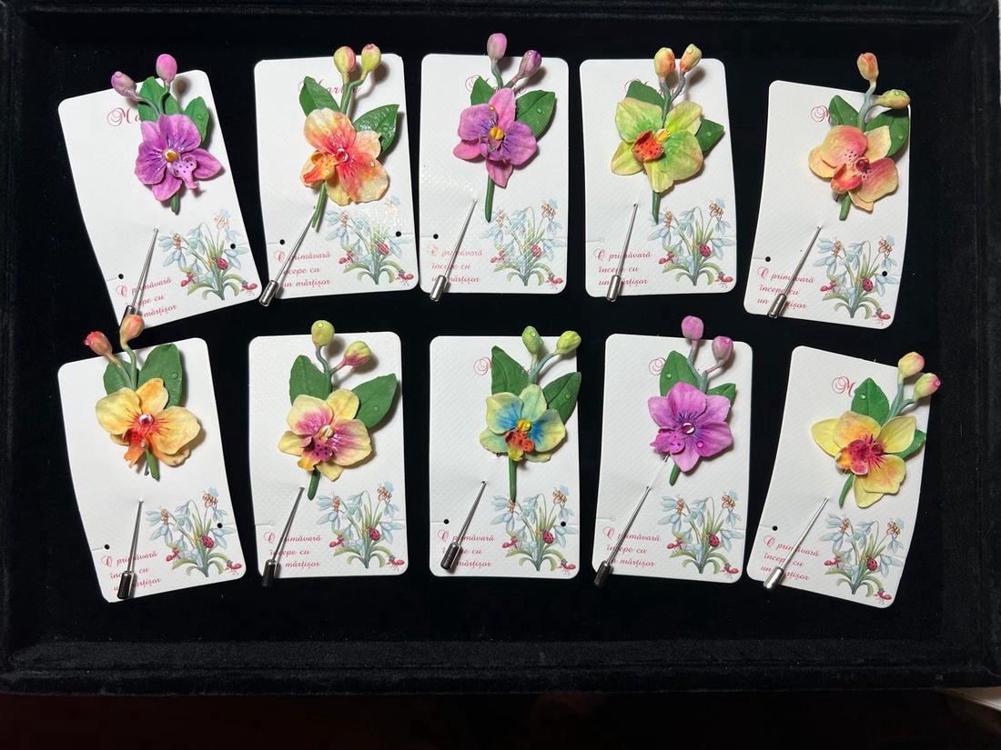 Mărțișor broșă � Orhidee în miniatură - bijuterii - mărțișor - Artynos.ro