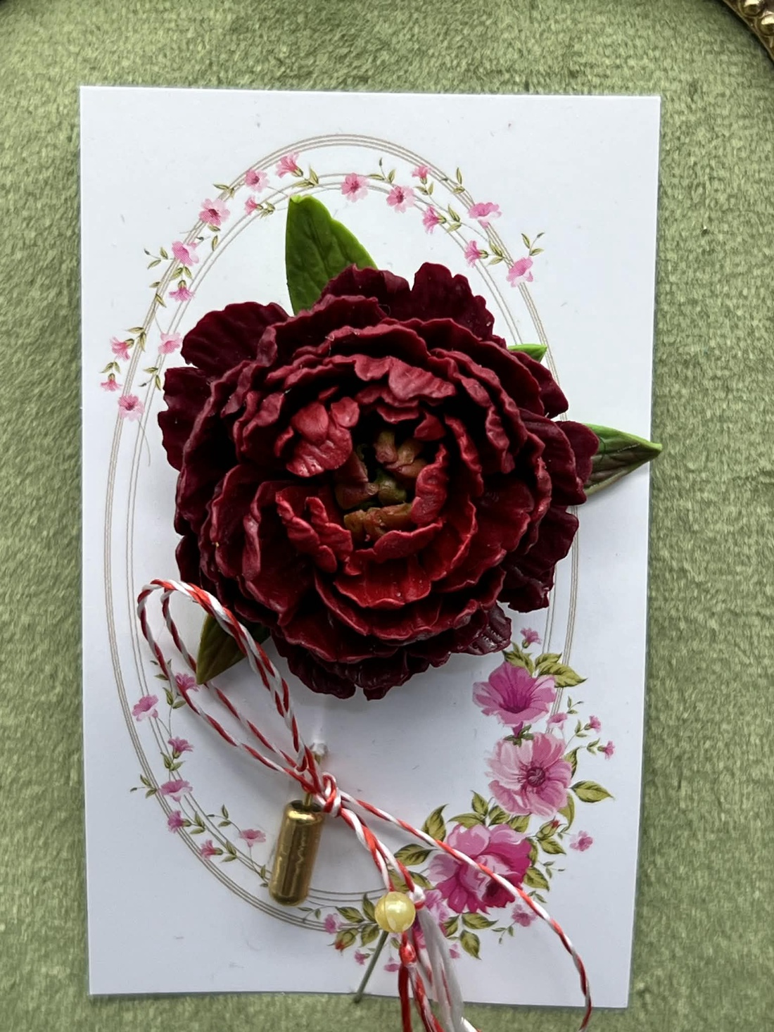 Martisor bujori din lut polimeric    - bijuterii - broșe - Artynos.ro