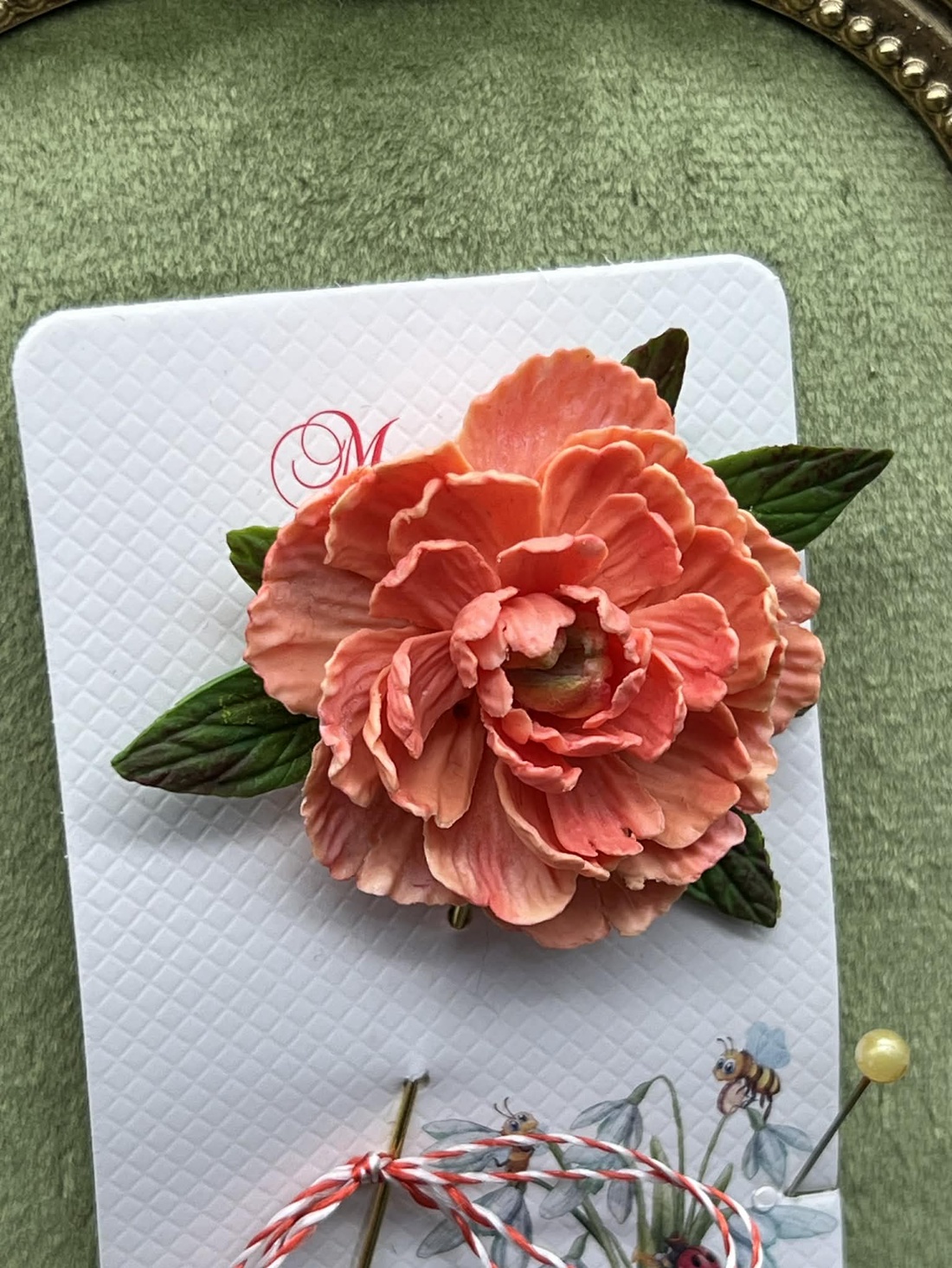 Martisor bujori din lut polimeric    - bijuterii - broșe - Artynos.ro