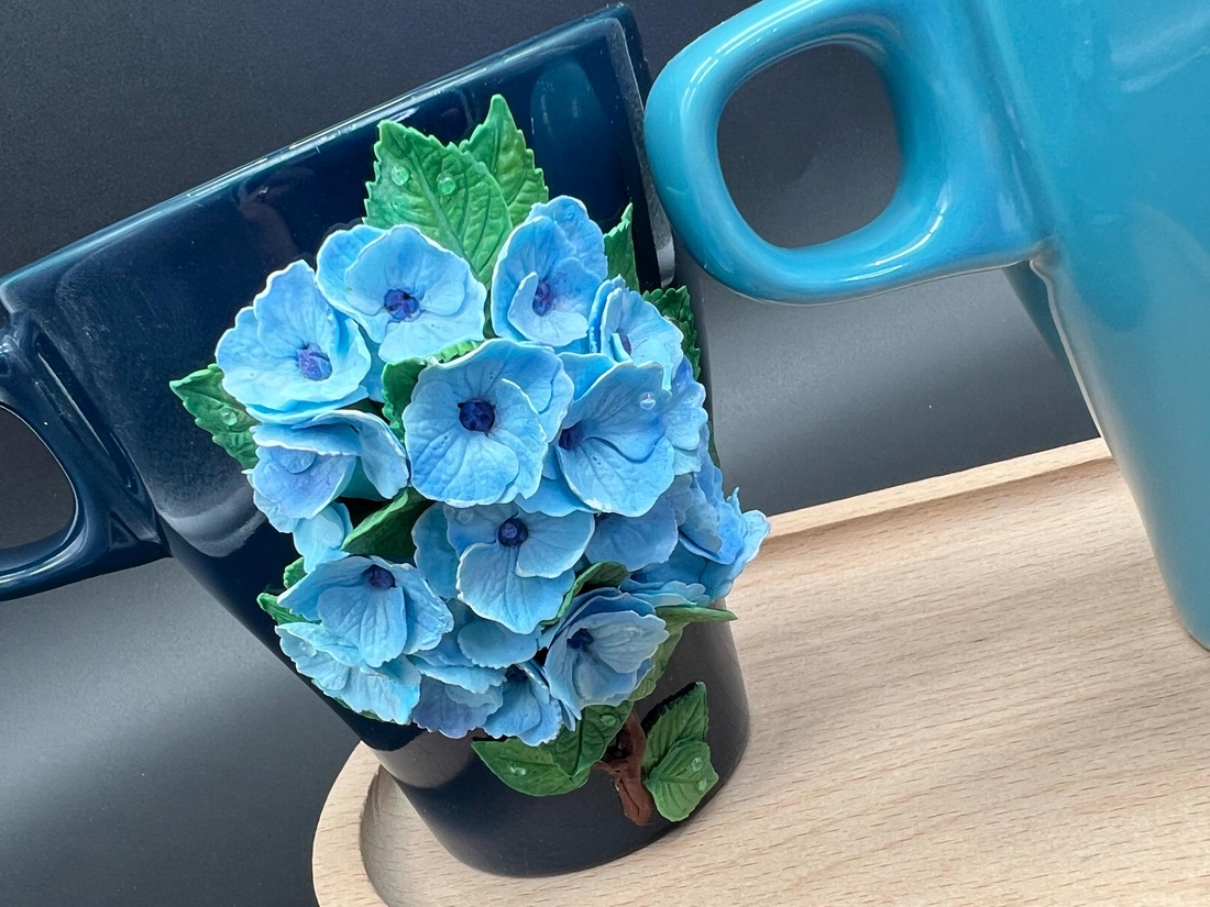 Cana ceramica cu hortensii  (set de 2 cani) - casă & stil de viață - echipamente de bucătărie - accesorii de servire - căni - Artynos.ro