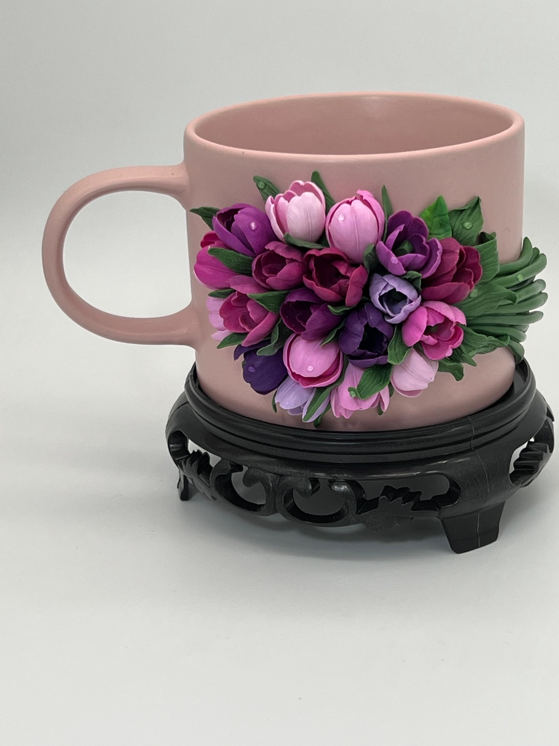 Cana ceramica cu lalele din lut polimeric - casă & stil de viață - echipamente de bucătărie - accesorii de servire - căni - Artynos.ro