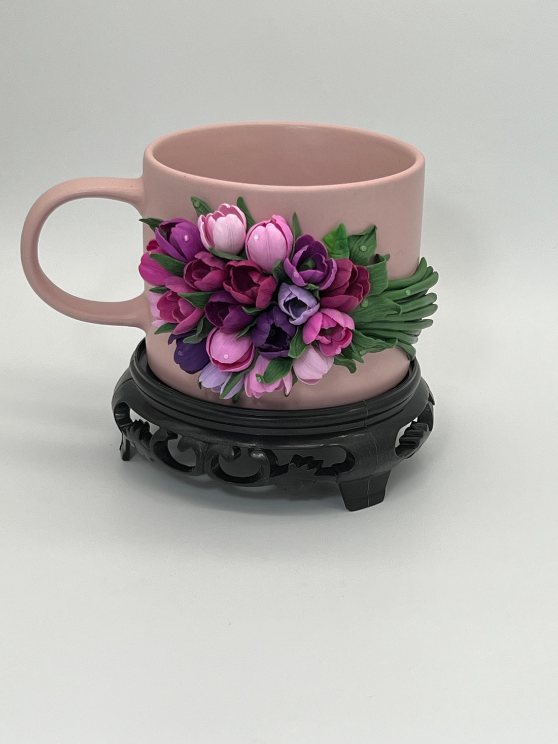 Cana ceramica cu lalele din lut polimeric - casă & stil de viață - echipamente de bucătărie - accesorii de servire - căni - Artynos.ro