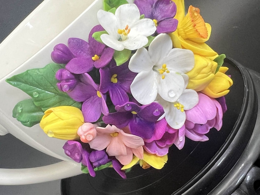 Ceasca ceramica si lingurita- decorate cu lut polimeric - casă & stil de viață - echipamente de bucătărie - accesorii de servire - căni - Artynos.ro