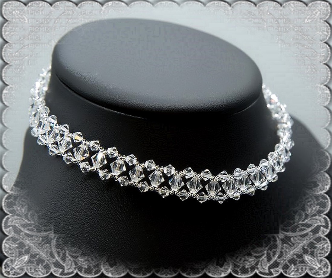 Nunta, lanț choker de mireasă cu cristale Swarovski SL-ESW04-1 -  - Artynos.ro