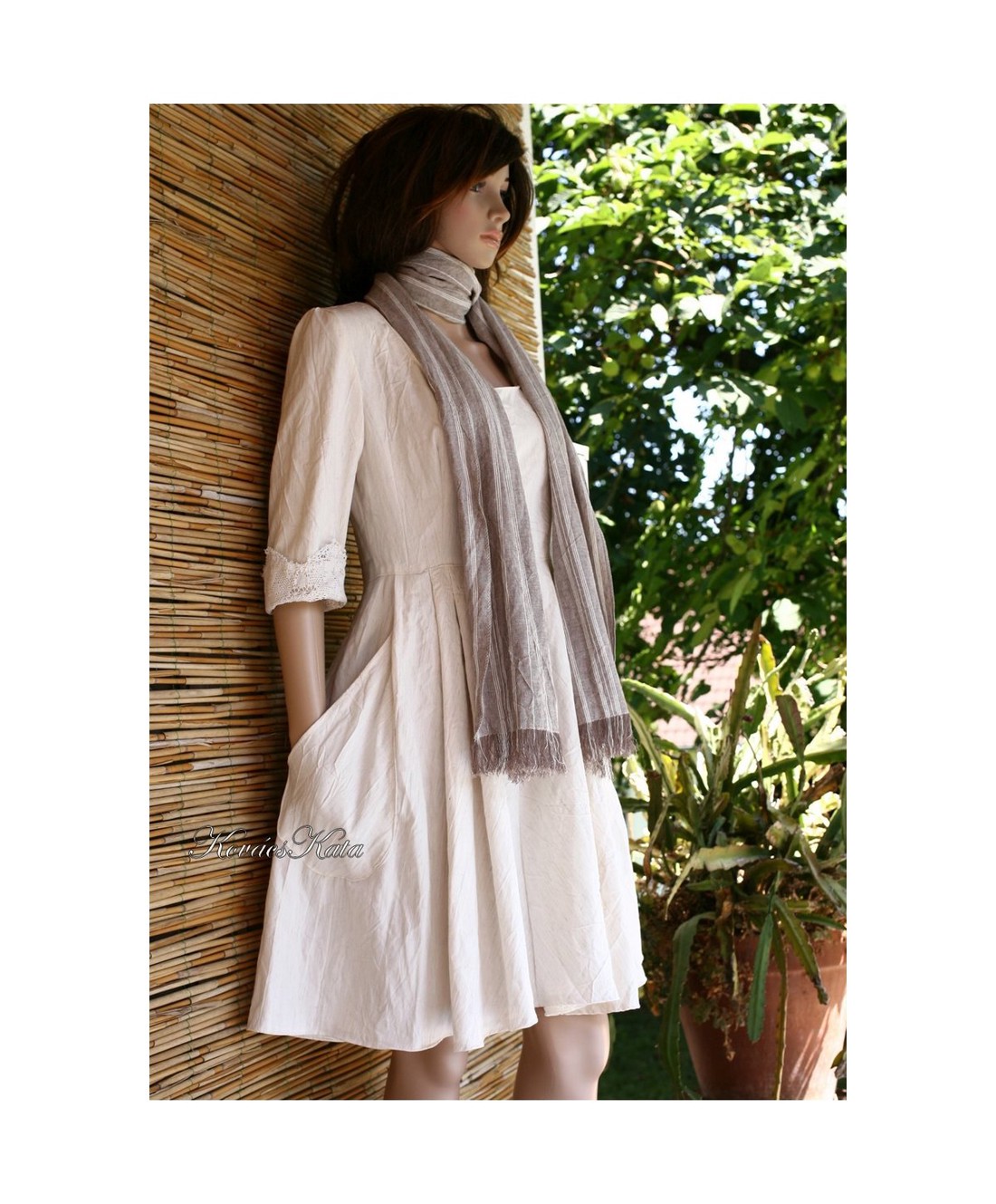 COLLEGE - rochie din in - îmbrăcăminte și modă - haine damă - rochie, dintr-o bucată - Artynos.ro