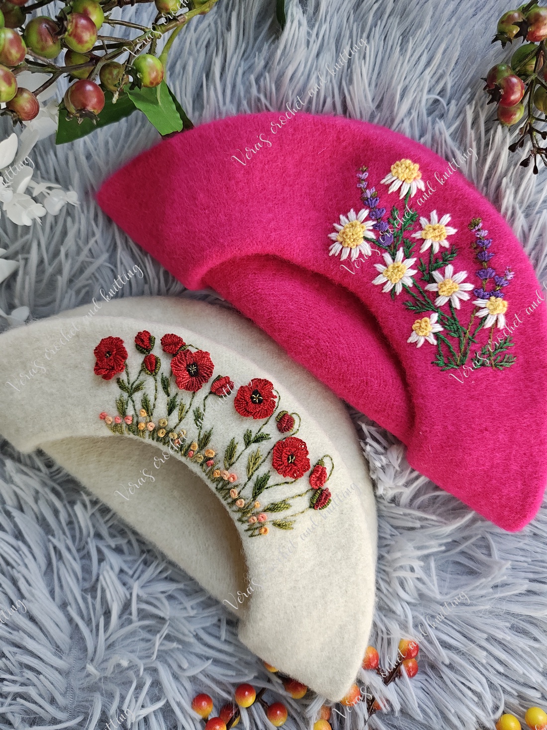 Beretă din lână cu broderie manuală florală - îmbrăcăminte și modă - eșarfe, pălării, fularuri - căciulă - Artynos.ro Beretă din lână cu broderie manuală florală - îmbrăcăminte și modă - eșarfe, pălării, fularuri - căciulă - Artynos.ro