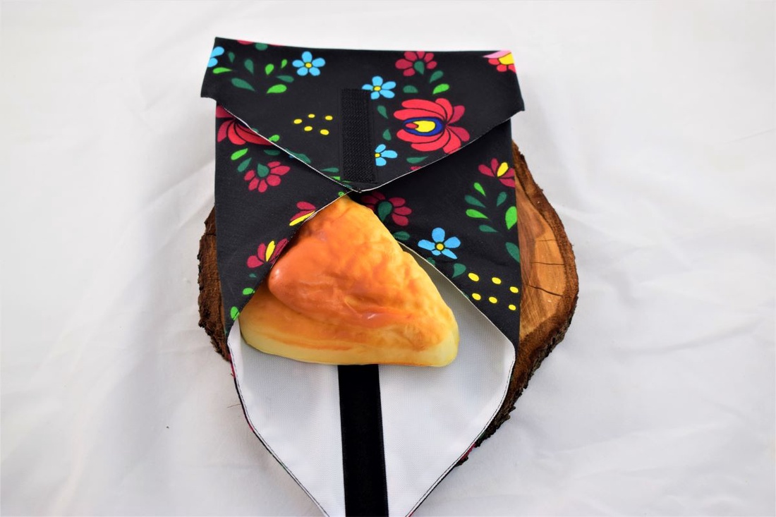 Servetel ecologic, din textil, nowaste, pentru sandvisuri, broderie Kalocsai (sandwich wrapper) - casă & stil de viață - accesorii pentru echipamente de bucătărie - textile pentru bucătărie - șervețele, șervețele textile - Artynos.ro