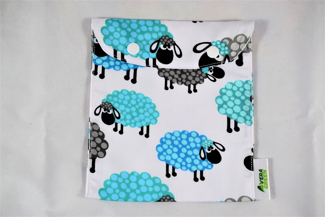 Snackbag pentru sandvisuri, snack, ecologic, no waste, marimea M, turma de oi - geantă și husă - cutie de prânz - pungă și cutie de prânz - Artynos.ro