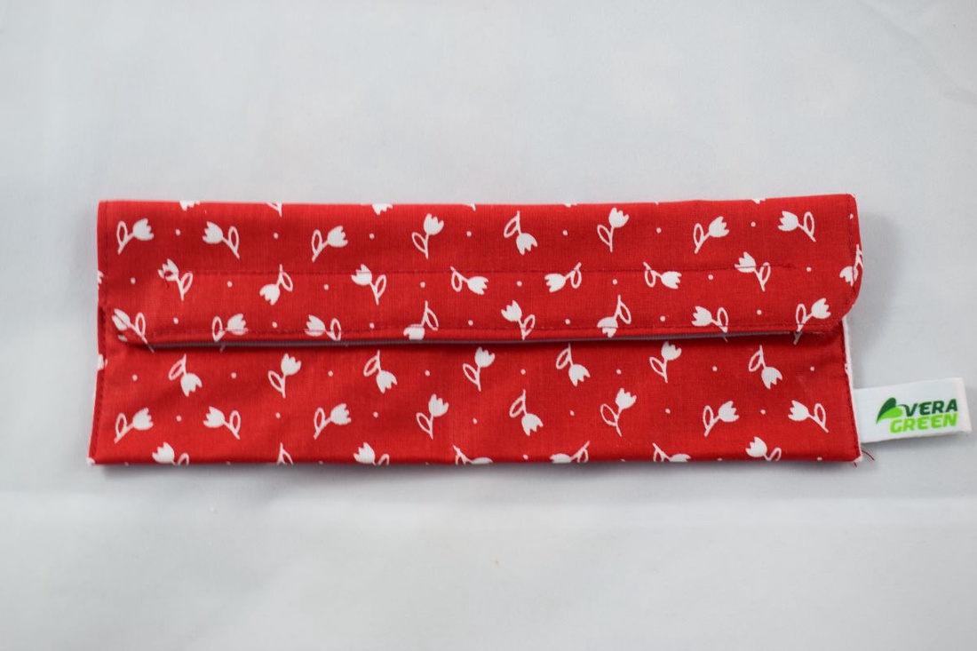 Suport pentru tacamuri, periute de dinti, penar, portfard reutilizabil din textil, lalea - geantă și husă - cutie de prânz - depozitare tacâmuri - Artynos.ro
