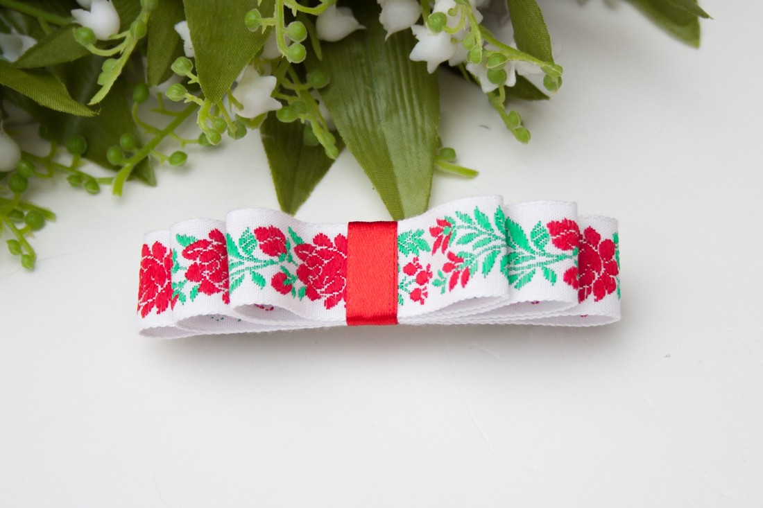 Clemă de păr cu model floral și model popular - Alb -  - Artynos.ro
