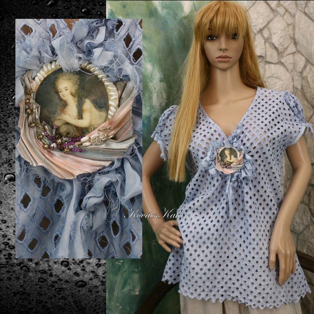 LADY BLUE - artsy vintage blúz - îmbrăcăminte și modă - haine damă - bluze damă - Artynos.ro LADY BLUE - artsy vintage blúz - îmbrăcăminte și modă - haine damă - bluze damă - Artynos.ro