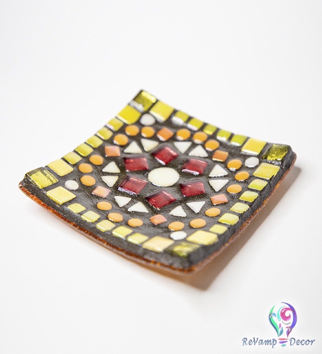 Lumânare din mozaic de sticlă sau săpunieră sunny mandala -  - Artynos.ro