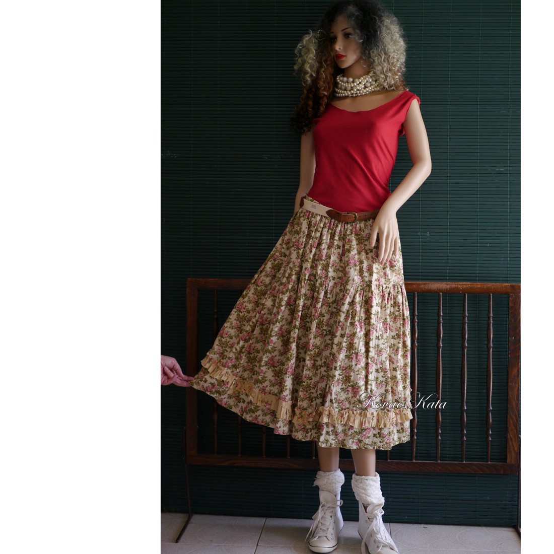 ROSE SKIRT - fustă romantică din bumbac și in - îmbrăcăminte și modă - haine damă - fustă damă - Artynos.ro