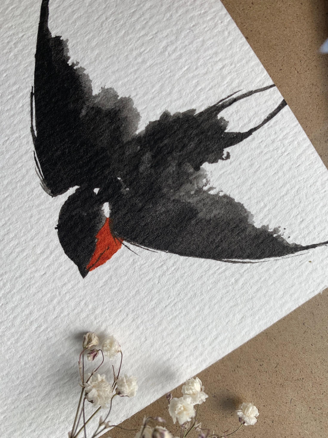 Carte poștală originală ilustrată cu rândunele - handmade păsări ilustrate în acuarelă - casă & stil de viață - produse de papetărie - cărți poștale - Artynos.ro