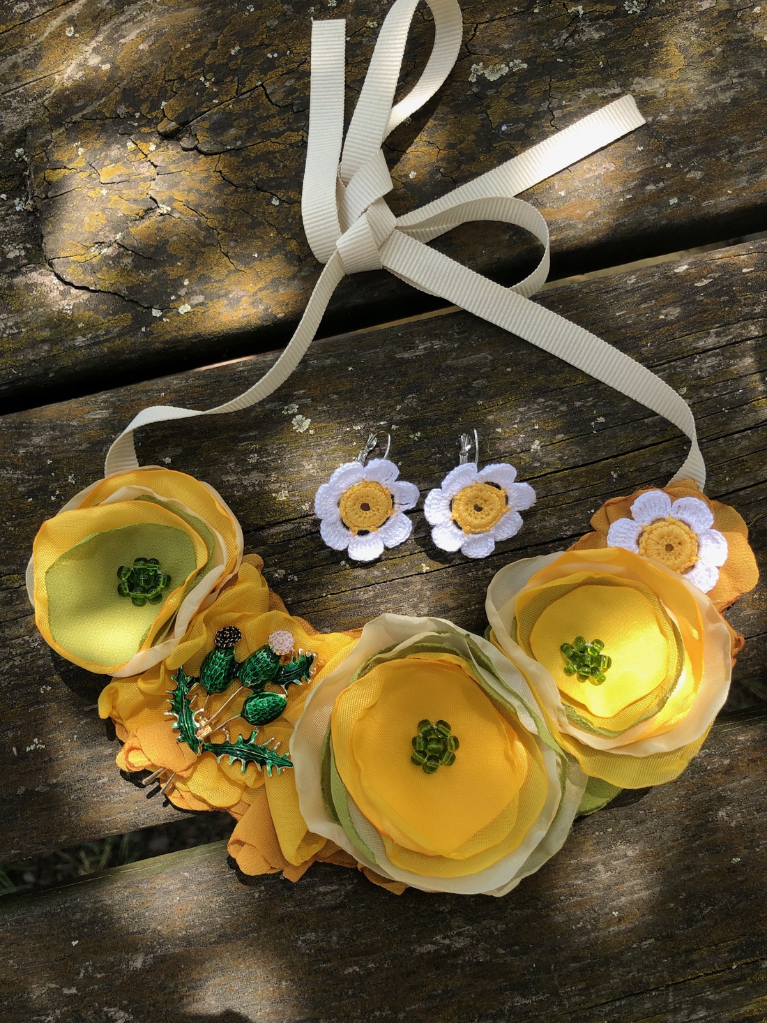 Colier handmade - Thistle Meadow - bijuterii - coliere - chockere - Artynos.ro