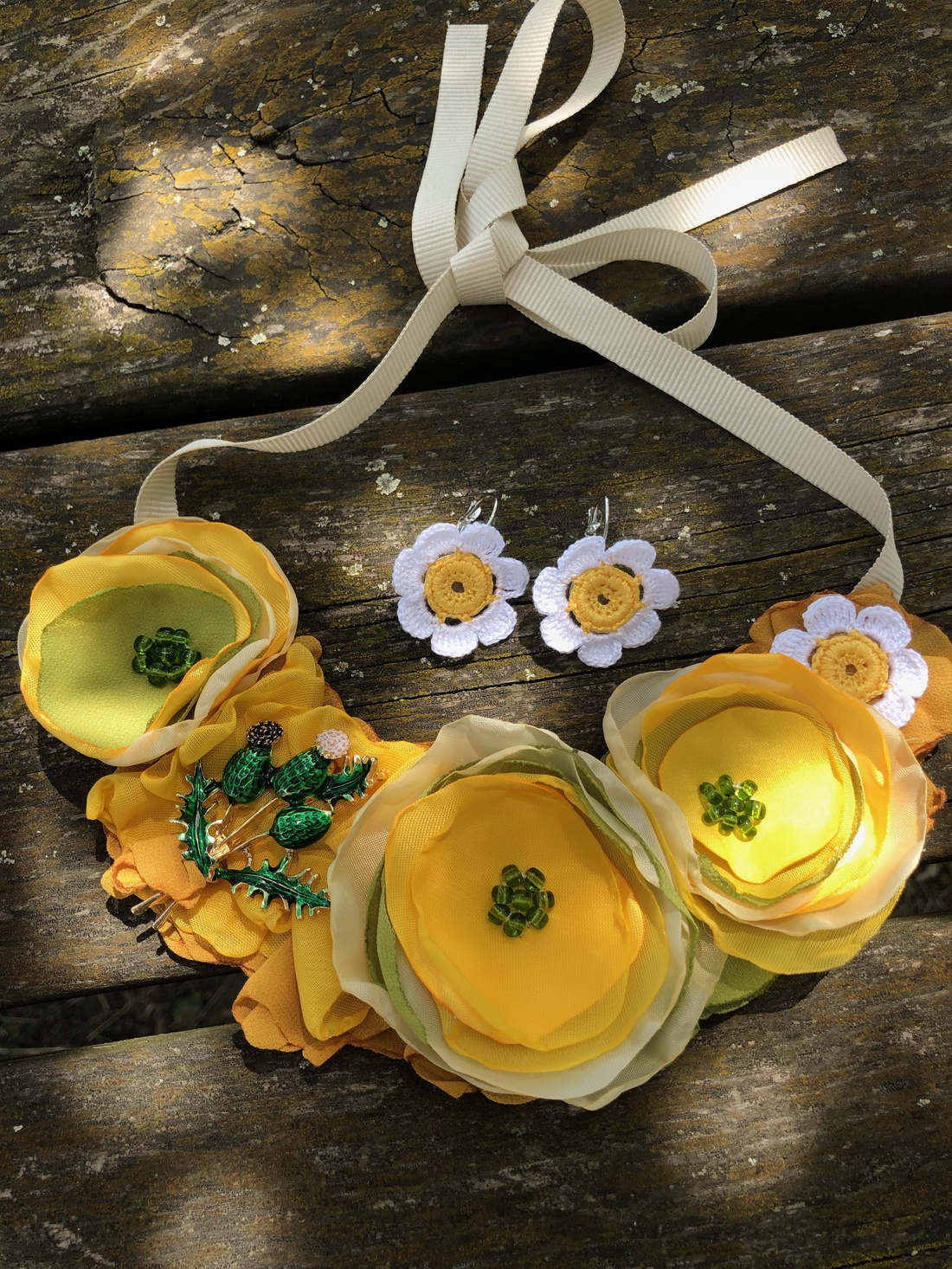 Colier handmade - Thistle Meadow - bijuterii - coliere - chockere - Artynos.ro