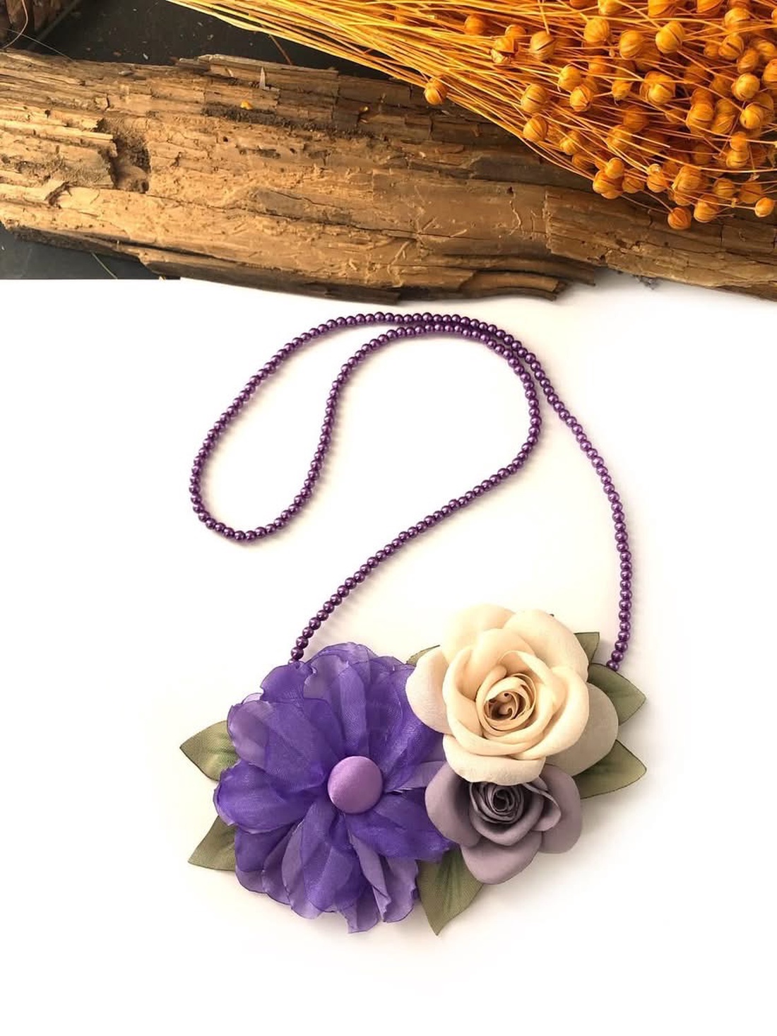 Colier handmade - Purple Blossom - bijuterii - coliere - chockere - Artynos.ro