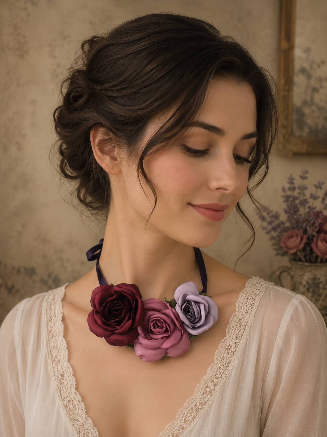 Colier handmade - Bordeaux Sunset - bijuterii - coliere - chockere - Artynos.ro