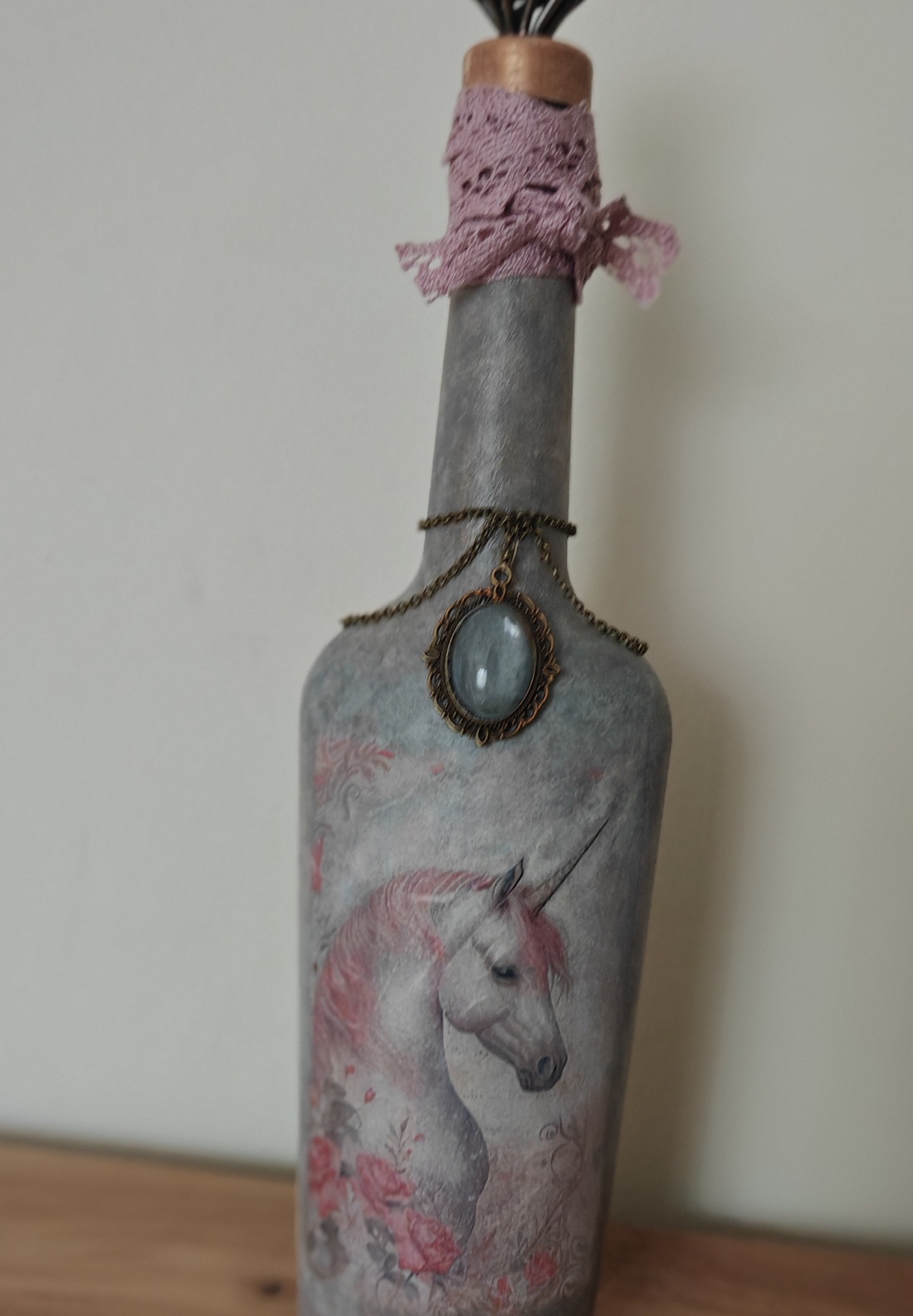 Sticlă unicorn vintage unicat  - casă & stil de viață - decorațiuni de casă - decorațiuni de masă și rafturi - grădini din sticlă - Artynos.ro