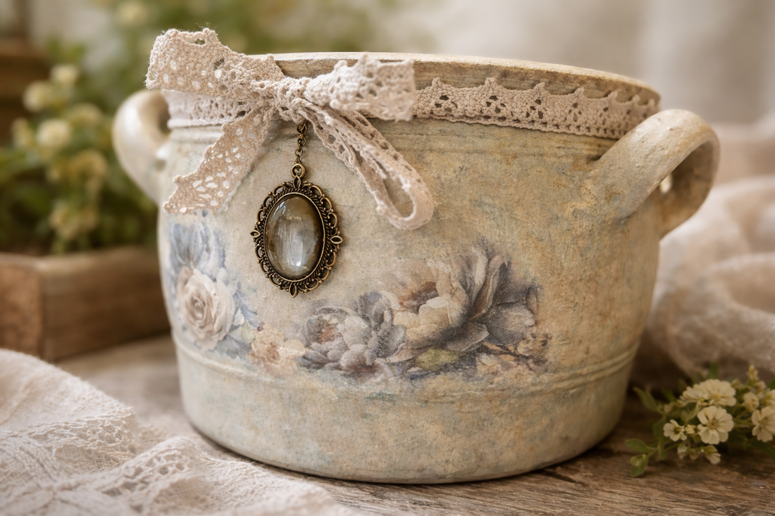 Suport decorativ vintage romantic handmade � piesă unicat - casă & stil de viață - echipamente de bucătărie - decor de bucătărie - magneți de frigider - Artynos.ro