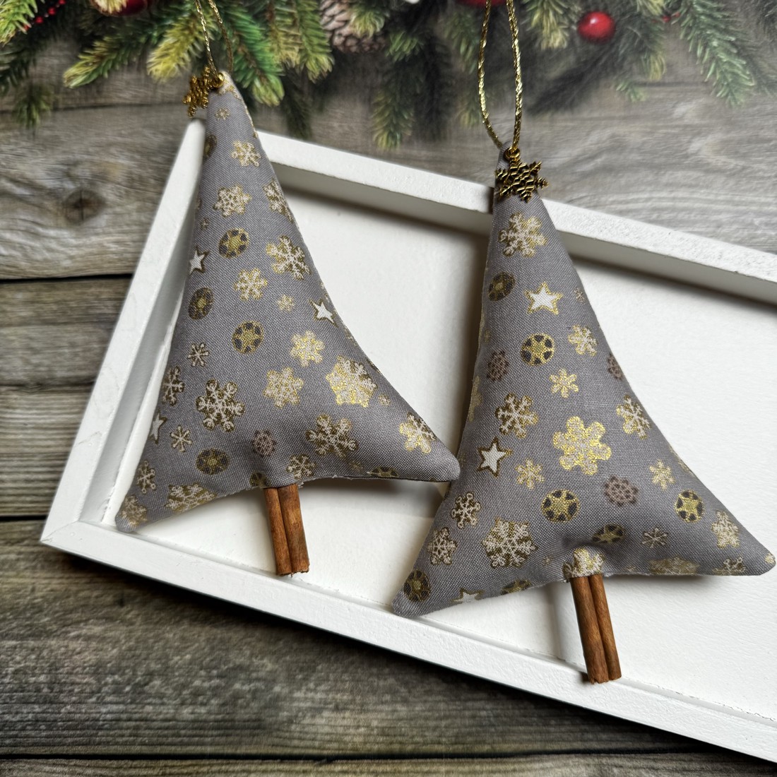 Ornament pom de Crăciun cu bețe de scorțișoară /set de 2/ - crăciun - decorațiuni de crăciun de casă - figurine pentru pomul de crăciun - Artynos.ro