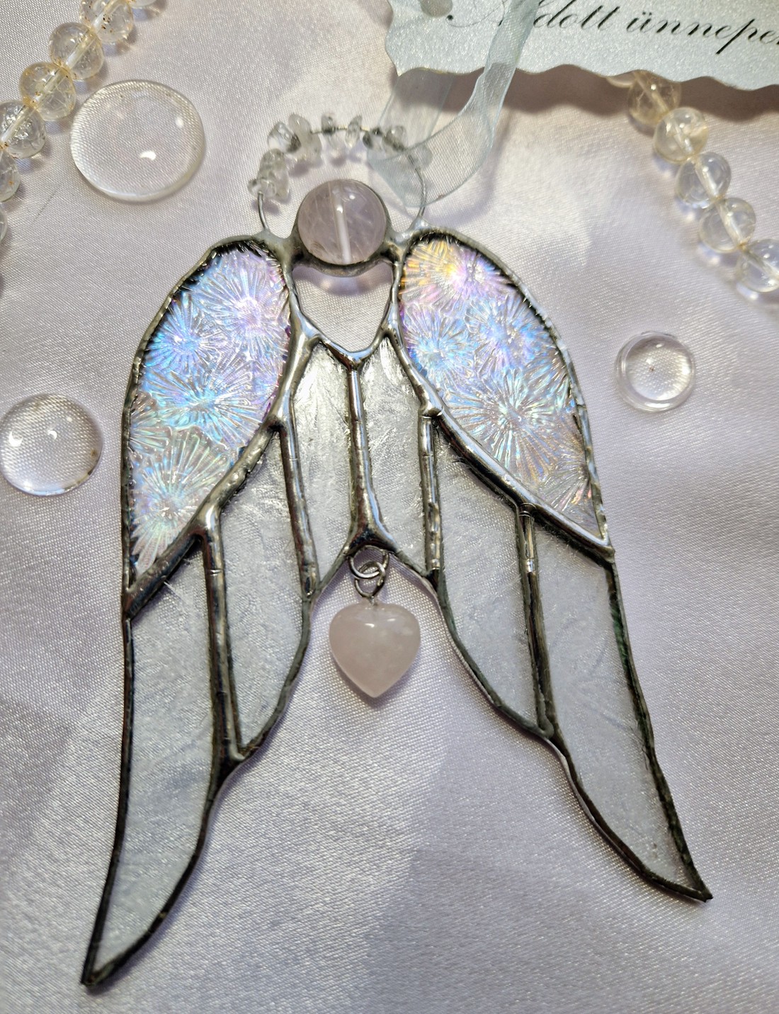 Înger de cristal cu aripă goală și sticlă cu flori de gheață - crăciun - cadouri de moș crăciun - cadouri de moș crăciun - cadouri de moș crăciun - Artynos.ro