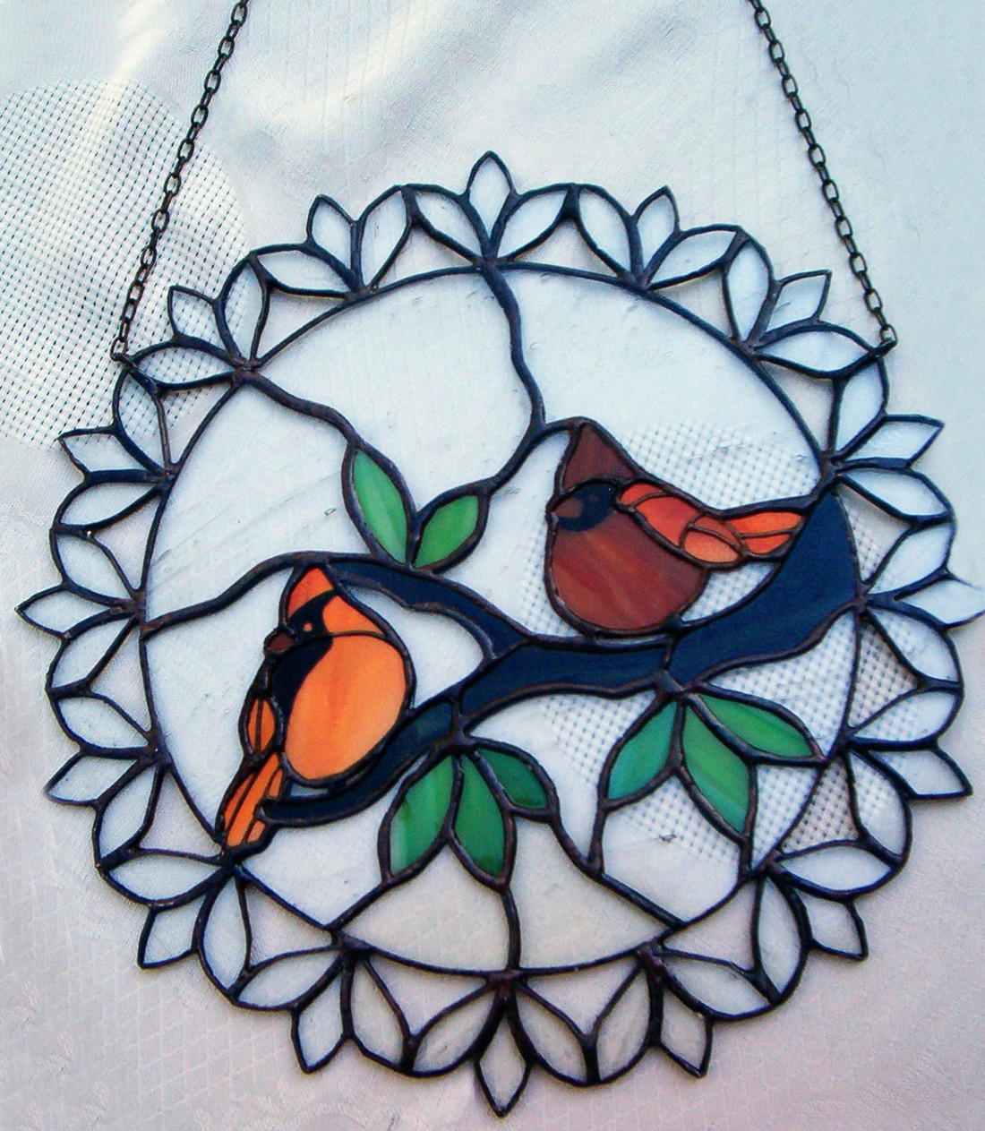 Cardinal finches tiffany fereastră decor - casă & stil de viață - accesorii pentru decorat casa - decorațiuni de geam și decorațiuni de ușă  - decor ferestre și autocolant pentru geam - Artynos.ro