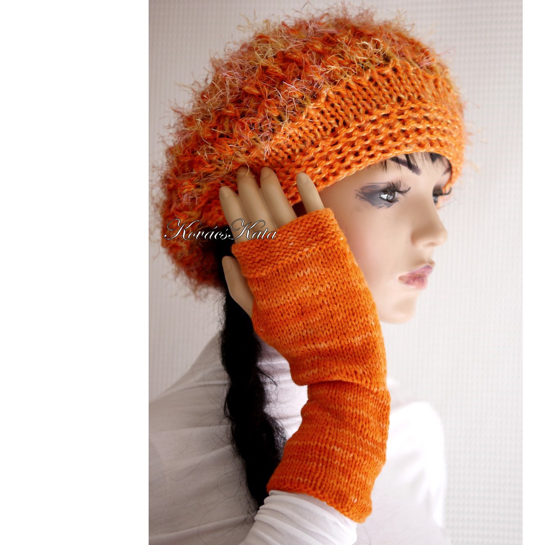 BORBÁLA / mătase mandarin - pălărie ciupercă tricotată manual - îmbrăcăminte și modă - eșarfe, pălării, fularuri - căciulă - Artynos.ro