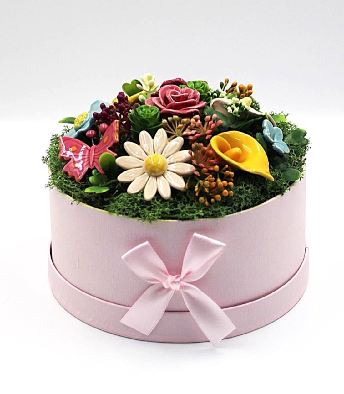 Buchet de flori din ceramică, cutie cu 9 flori - casă & stil de viață - decorațiuni de casă - accesorii florale - cutii cu flori - Artynos.ro