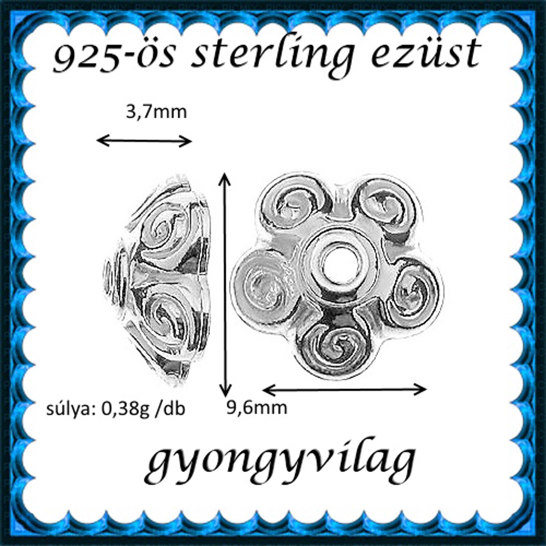 Accesorii pentru bijuterii din argint 925: capace pentru mărgele EGYK 16 1buc/ pachet 9,6mm -  - Artynos.ro