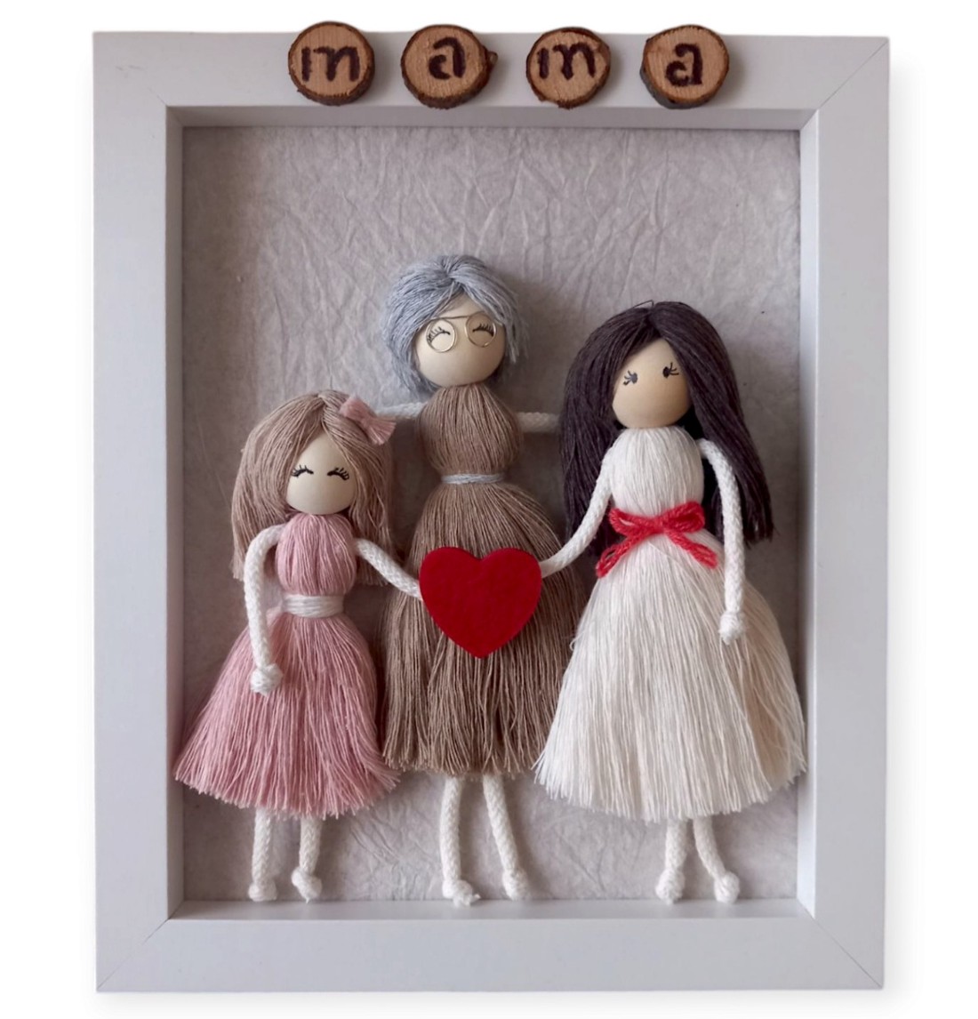 Cadou de Ziua Mamei pentru bunica - Personalizabil 3D Macrame Family Picture -  - Artynos.ro