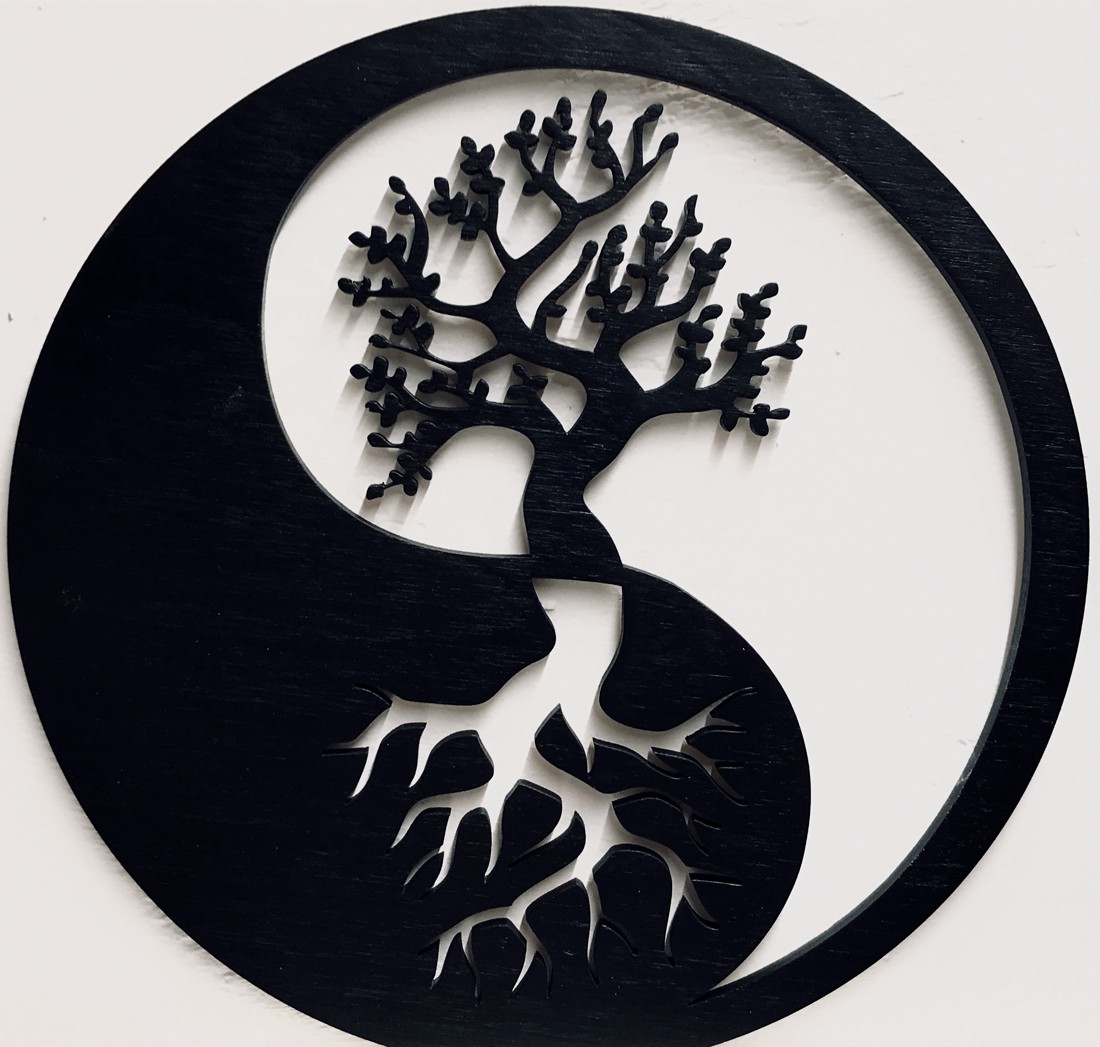 Decor de perete Jin Jang cu motivul copacului vieții - casă & stil de viață - accesorii pentru decorat casa - picturi murale - artă de perete din lemn - Artynos.ro