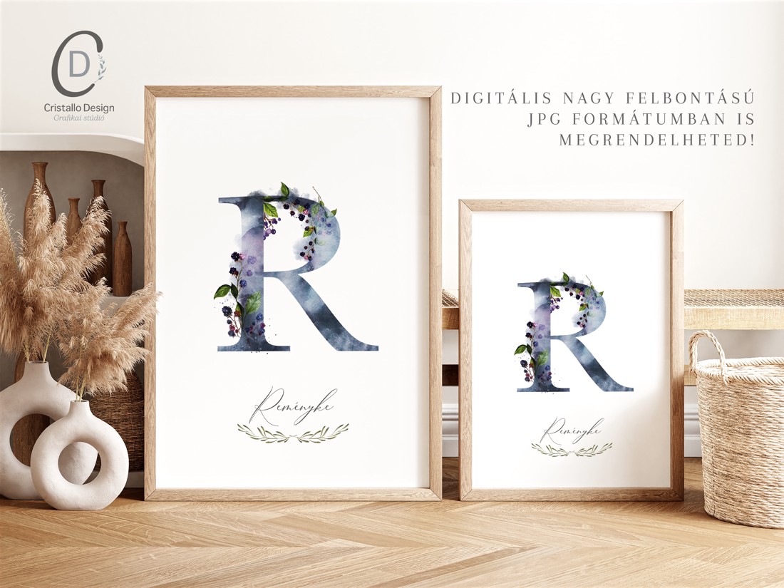 Scrisoarea R, monogramă, imagine onomastică, decor, acuarelă artă de perete, personalizată - casă & stil de viață - echipament pentru camera copiilor - decorațiuni pentru camera copilului - Artynos.ro