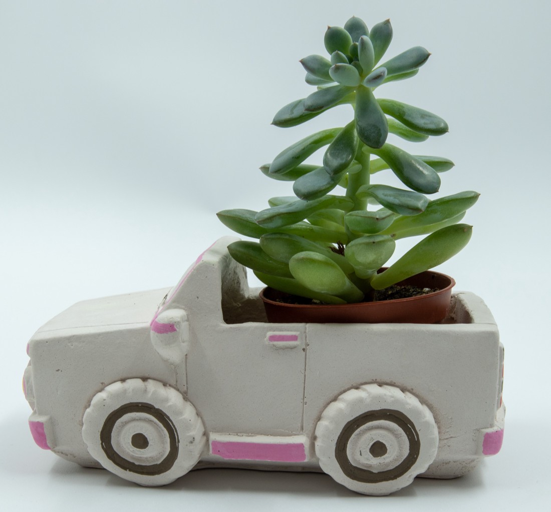 Camion de beton suport de flori cu pictura roz, camion de beton - - Artynos.ro Camion de beton suport de flori cu pictura roz, camion de beton - - Artynos.ro