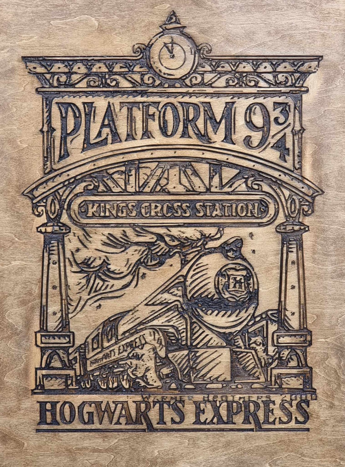 Harry Potter Hogwarts Express gravír. - casă & stil de viață - accesorii pentru decorat casa - picturi murale - artă de perete din lemn - Artynos.ro