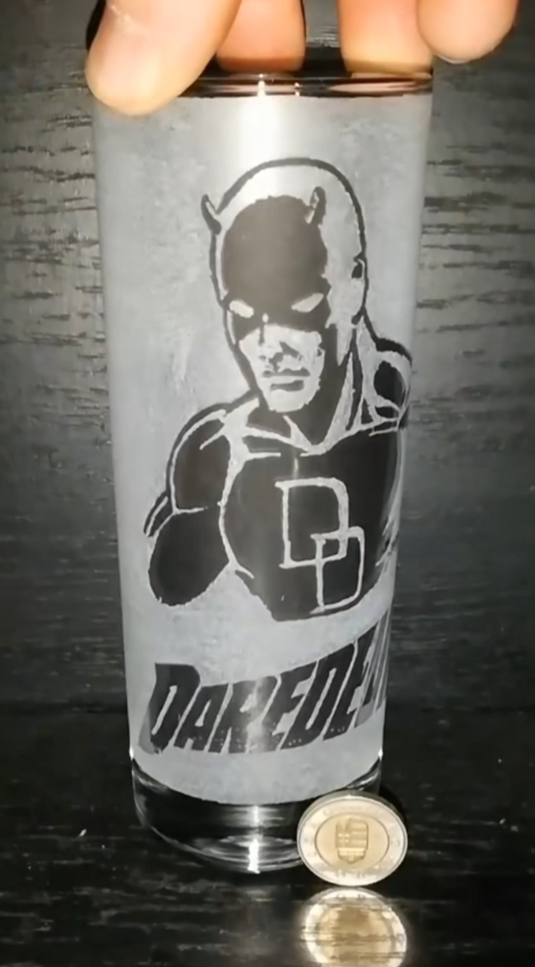 Pahar de sticlă cu model Daredevil Marvel  -  - Artynos.ro